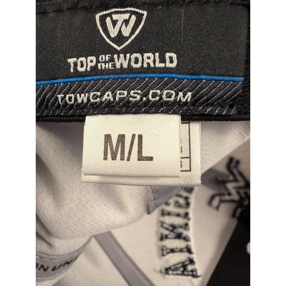 Top of the World West Virginia Mountaineers OneFit Hat Mens M/L Navy‎ White Cap